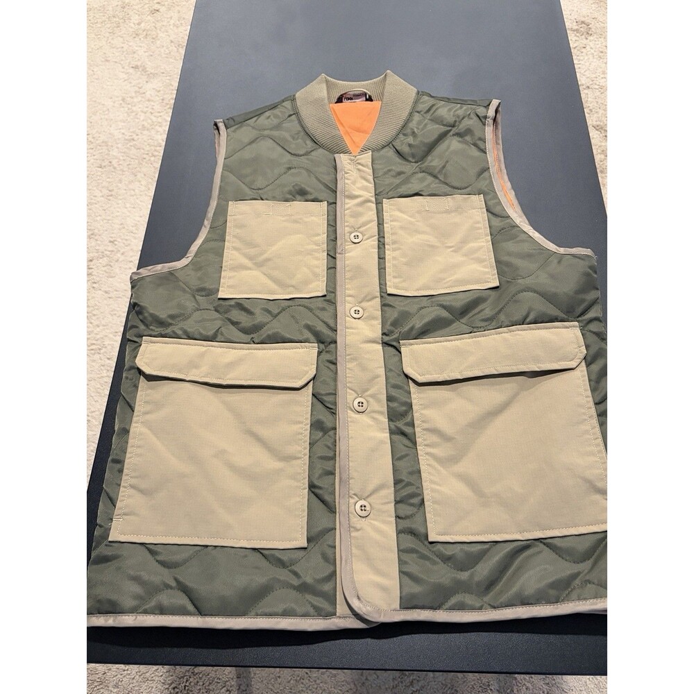 LCKR Mens Quilted Utility Vest S Olive Khaki 4 Pocket Military NWOT Free Ship